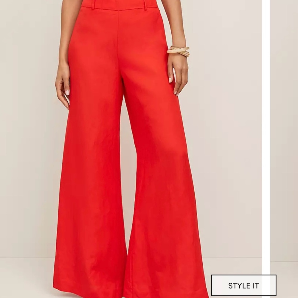 Ann Taylor Red Wide Leg Jumpsuit